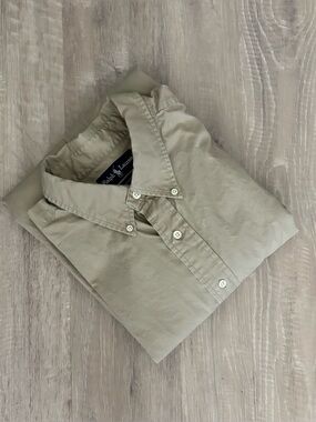 Polo Ralph Lauren Button Down Shirt Size 2XLT Beige Khaki Cotton Long Sleeve